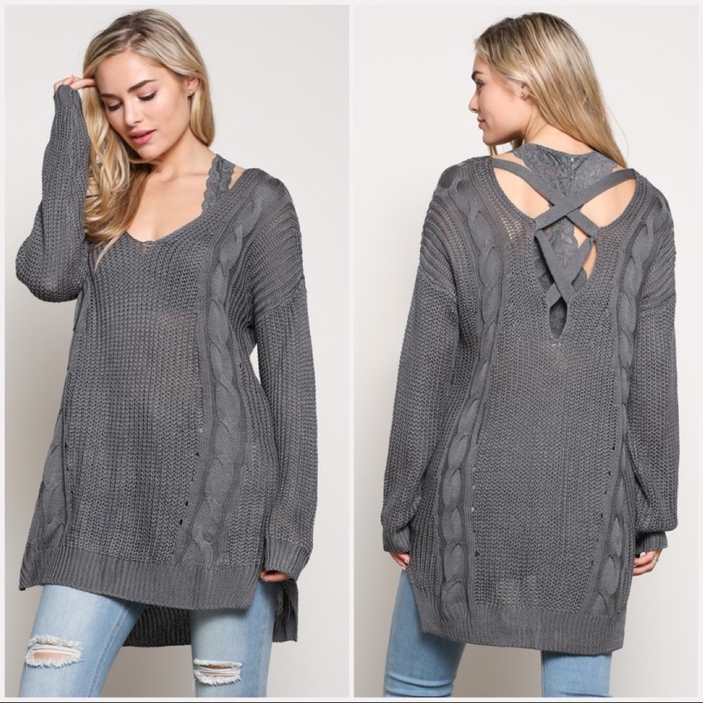 High-Low Cross Back Sweater